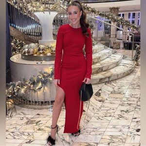 Zara Asymmetric Midi Dress Dark Red Womens Size M NWT